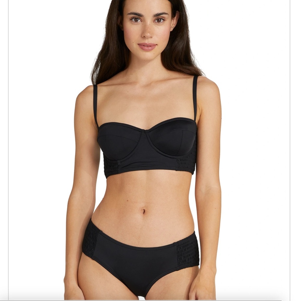 Kate Spade Black Underwire Structured Bikini Top and Bottom Swimsuit NWT Small